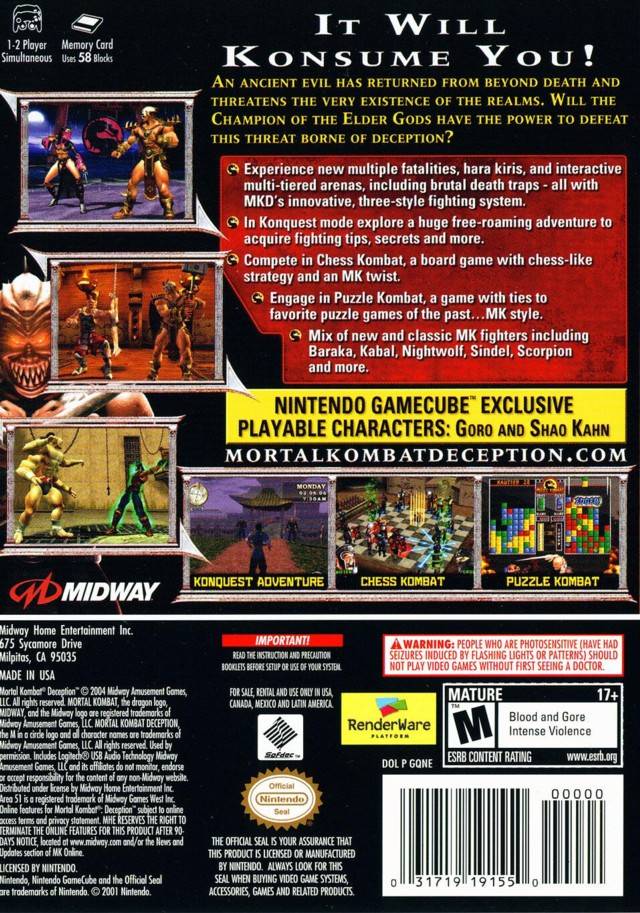 Mortal Kombat: Deception - (GC) GameCube [Pre-Owned] Video Games Midway   