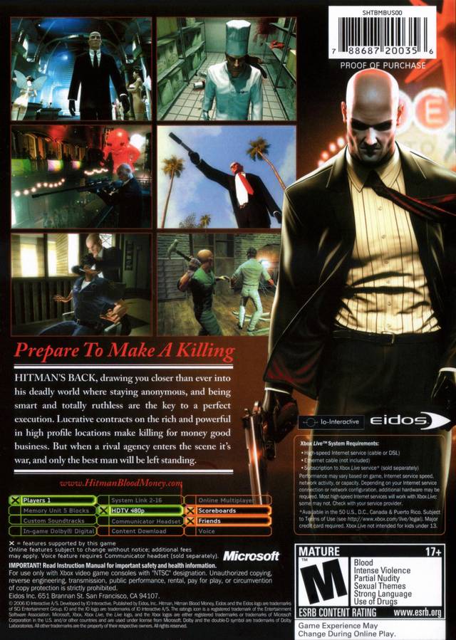 Hitman: Blood Money - (XB) Xbox [Pre-Owned] Video Games Eidos Interactive   