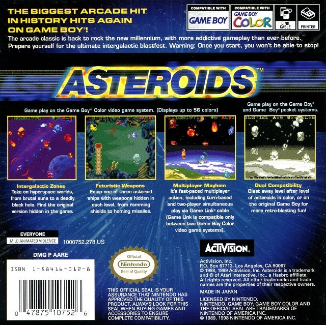 Asteroids - (GBC) Game Boy Color [Pre-Owned] Video Games Activision   