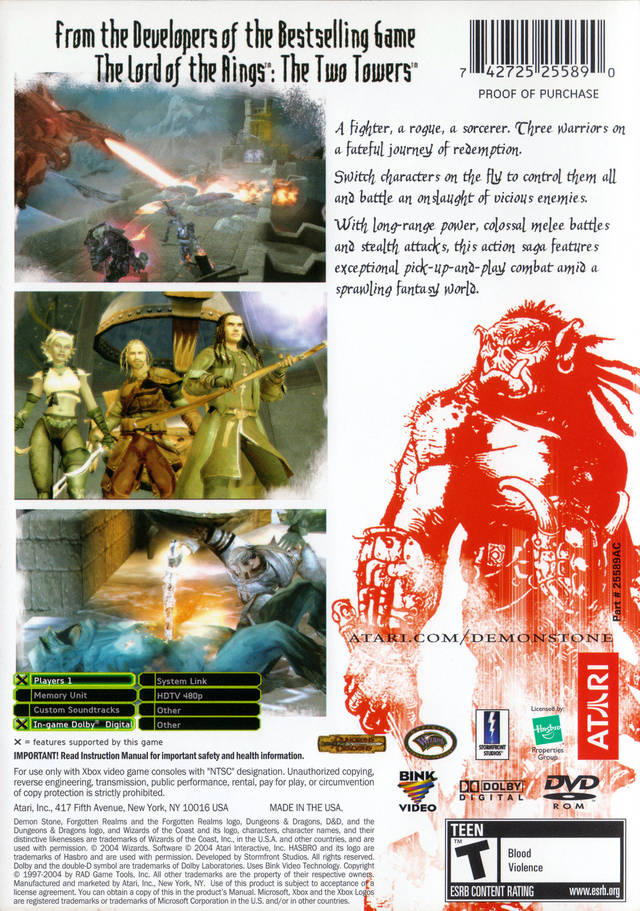Demon Stone - (XB) Xbox [Pre-Owned] Video Games Atari SA   