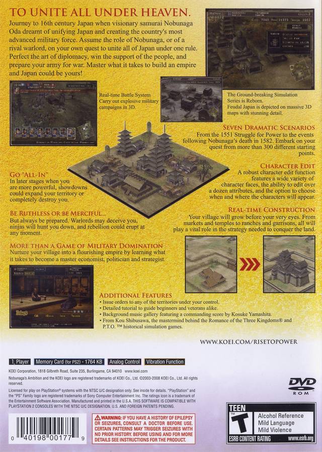 Nobunaga's Ambition: Rise to Power - (PS2) PlayStation 2 [Pre-Owned] Video Games Koei   
