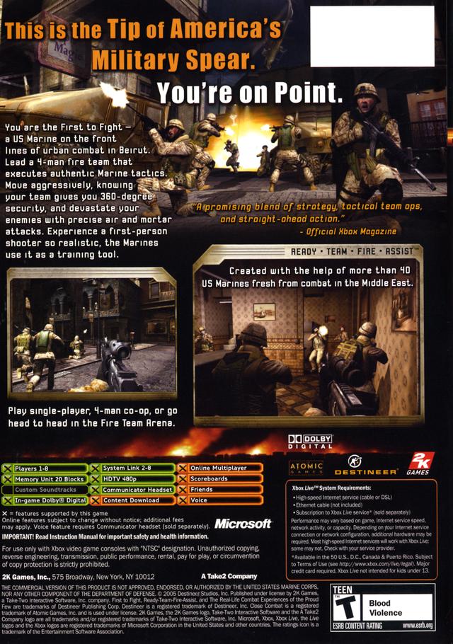 Close Combat: First to Fight - Xbox [Pre-Owned] Video Games 2K Games   