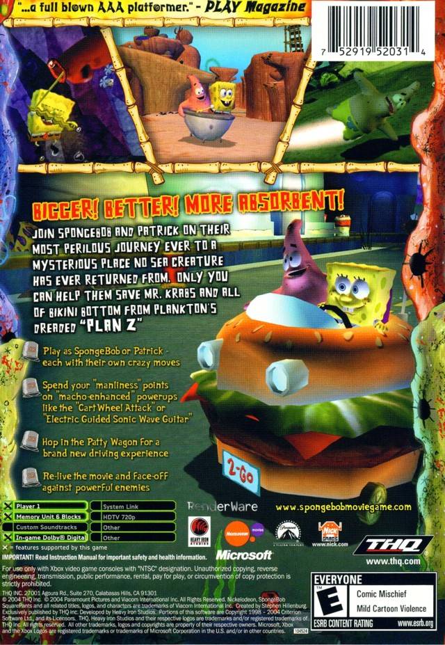 The SpongeBob SquarePants Movie - (XB) Xbox [Pre-Owned] Video Games THQ