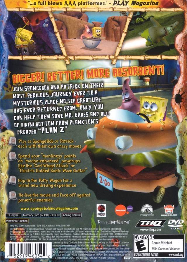 The SpongeBob SquarePants Movie - (PS2) PlayStation 2 [Pre-Owned] Video Games THQ   