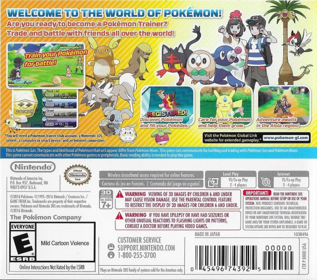 Pokemon Sun (Bonus Solgaleo Figure) - Nintendo 3DS Video Games Nintendo   