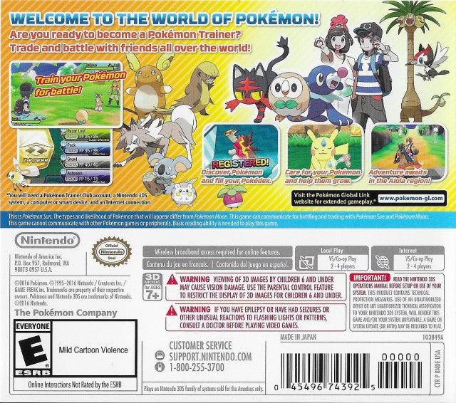 Pokemon Sun - Nintendo 3DS (World Edition) | J&L Game