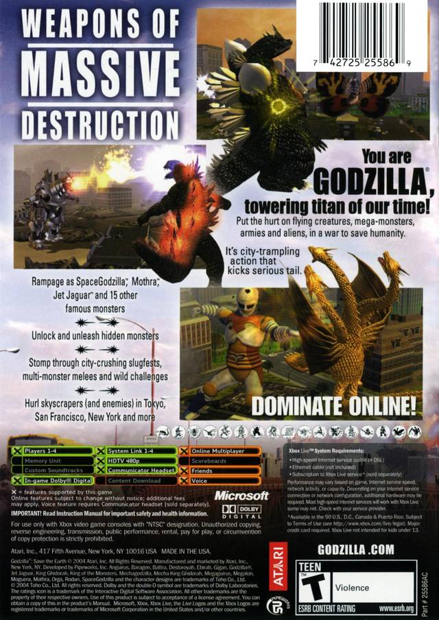 Godzilla: Save the Earth - (XB) Xbox [Pre-Owned] Video Games Atari SA   