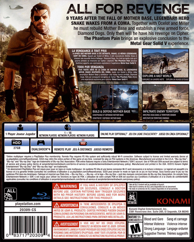 Metal Gear Solid V: The Phantom Pain - (PS4) PlayStation 4 [Pre-Owned] Video Games Konami   