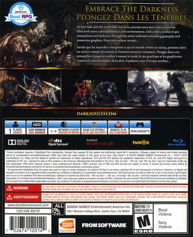 Dark Souls III - (PS4) PlayStation 4 Video Games Bandai Namco Games