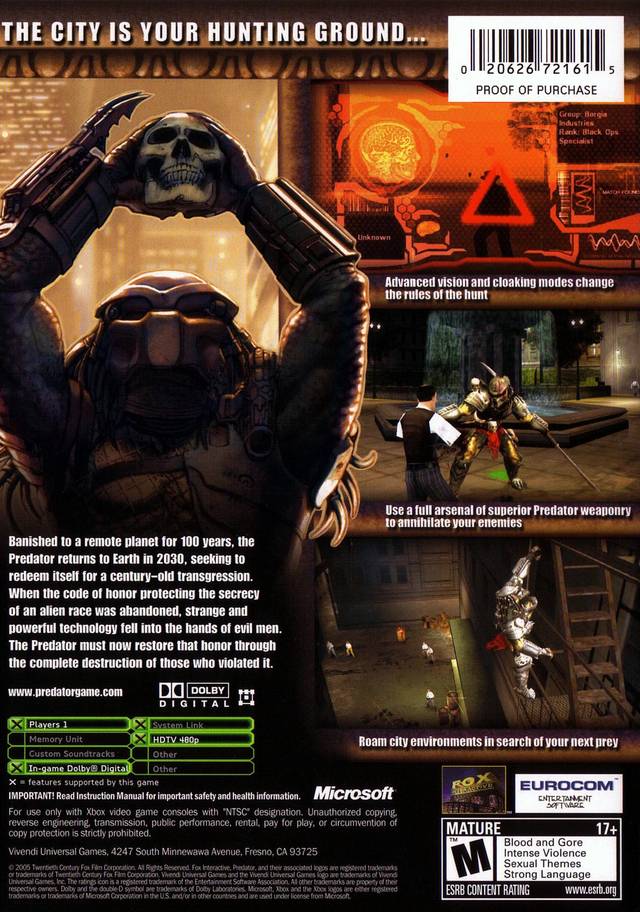 Predator: Concrete Jungle - Xbox [Pre-Owned] Video Games VU Games   
