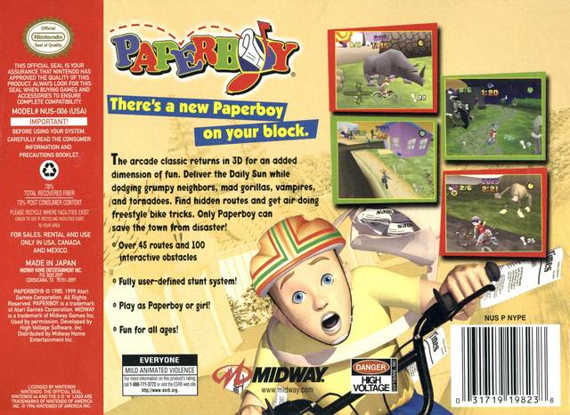 Paperboy - (N64) Nintendo 64 Video Games Midway   