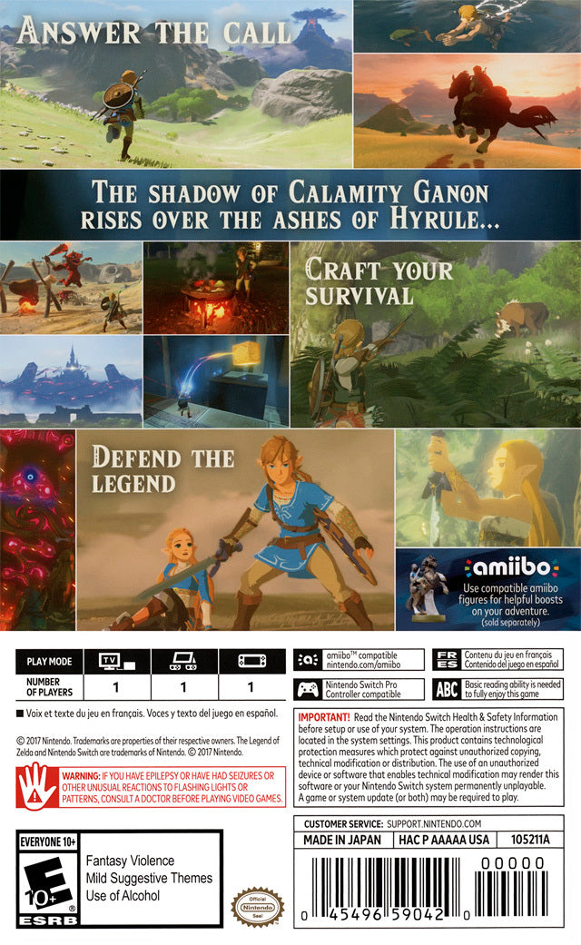 The Legend of Zelda: Breath of the Wild - (NSW) Nintendo Switch [Pre-Owned] Video Games Nintendo   