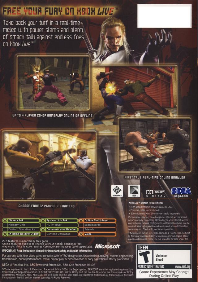 Spikeout: Battle Street - Xbox Video Games Sega   
