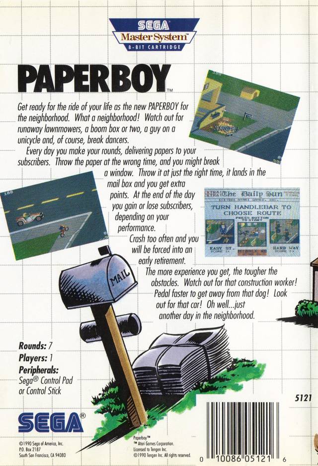 Paperboy - SEGA Master System [Pre-Owned] Video Games Sega   