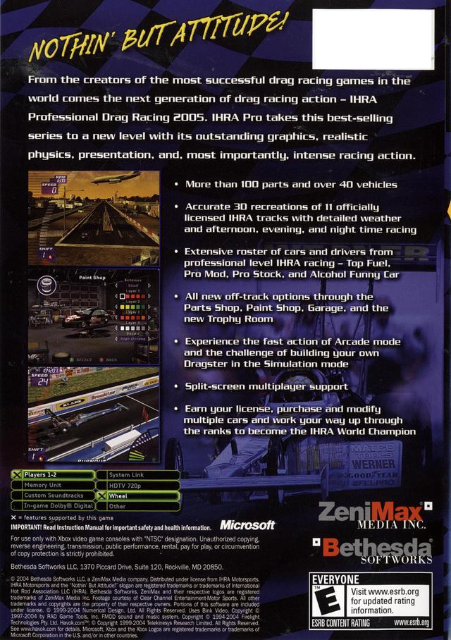 IHRA Professional Drag Racing 2005 - Xbox Video Games Bethesda Softworks   