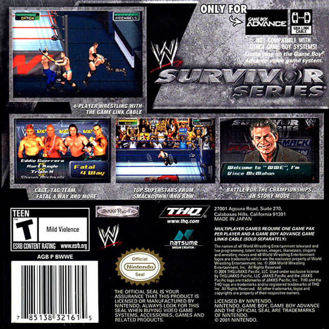 WWE Survivor Series - (GBA) Game Boy Advance [Pre-Owned] Video Games THQ   