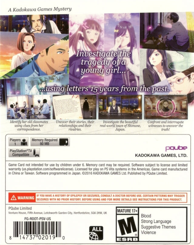 Root Letter - (PSV) PlayStation Vita Video Games PQube   