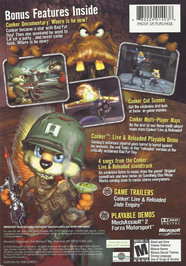 Conker: Live & Reloaded - Demo - Xbox Video Games Microsoft Game Studios   