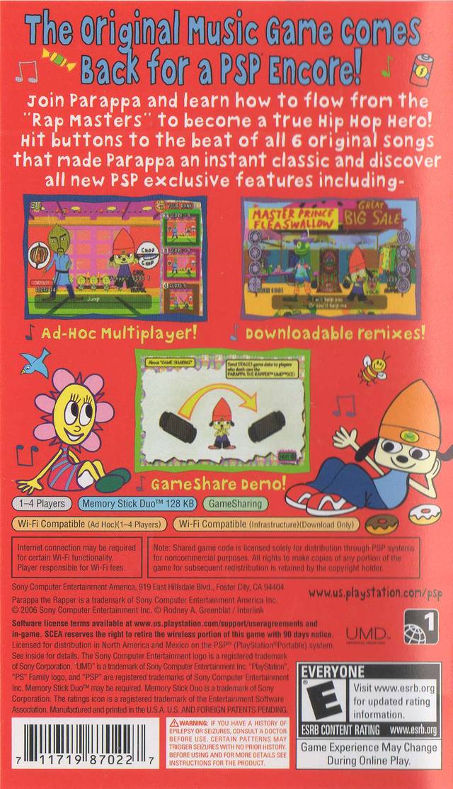 PaRappa The Rapper - Sony PSP Video Games SCEA   