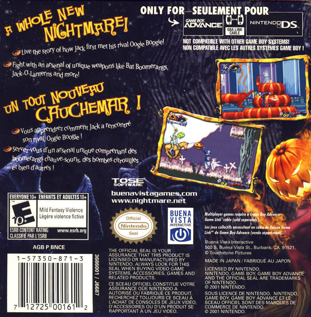 Tim Burton's The Nightmare Before Christmas: The Pumpkin King - (GBA) Game Boy Advance [Pre-Owned] Video Games Buena Vista Interactive   