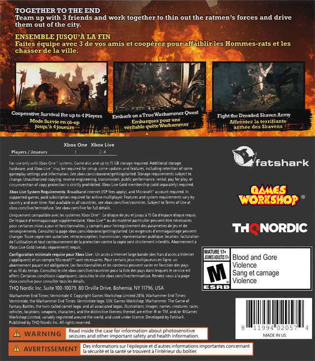 Warhammer: The End Times - Vermintide - (XB1) Xbox One Video Games Nordic Games Publishing   