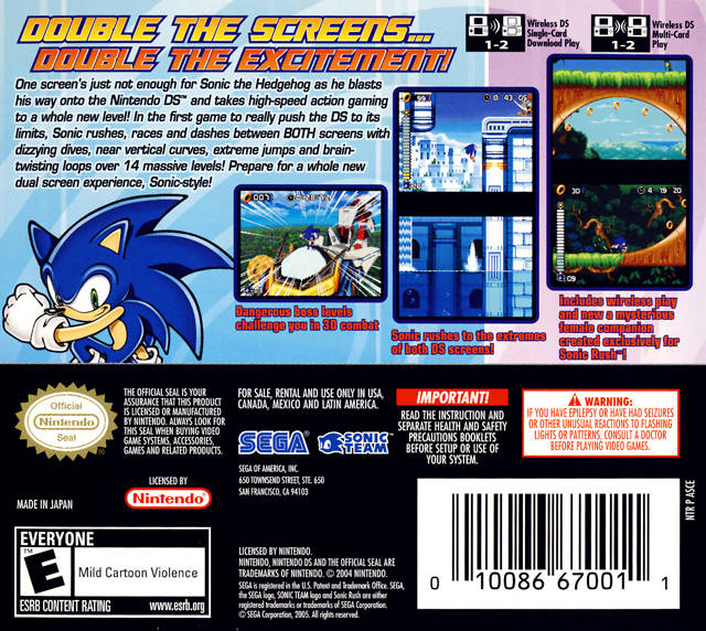Sonic Rush - (NDS) Nintendo DS [Pre-Owned] Video Games Sega   
