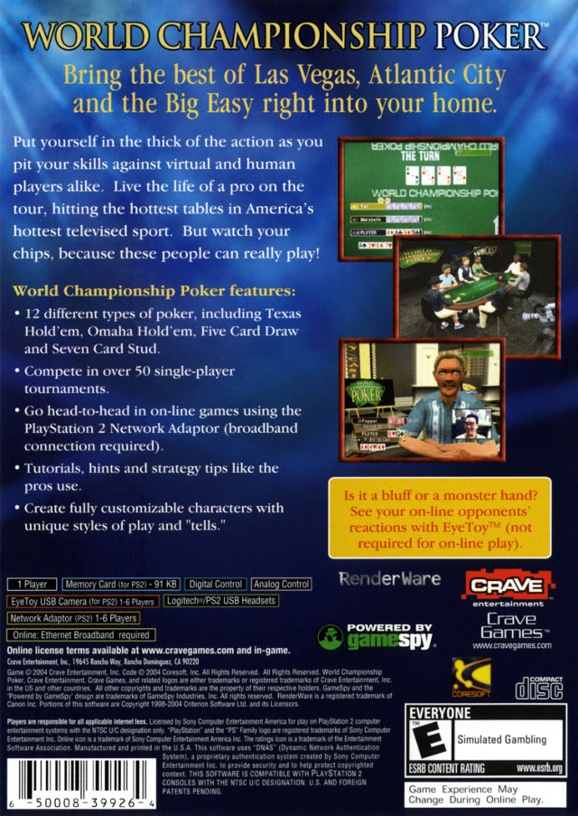 World Championship Poker - (PS2) PlayStation 2 [Pre-Owned] Video Games Crave   