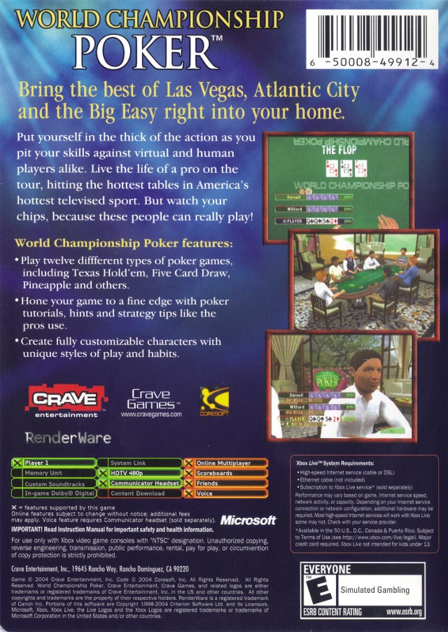 World Championship Poker - (XB) Xbox [Pre-Owned] Video Games Crave   