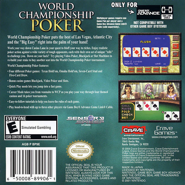 World Championship Poker - (GBA) Game Boy Advance [Pre-Owned] Video Games Crave   