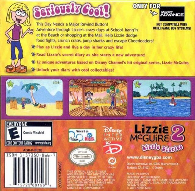 Lizzie McGuire 2: Lizzie Diaries - (GBA) Game Boy Advance Video Games Disney Interactive   
