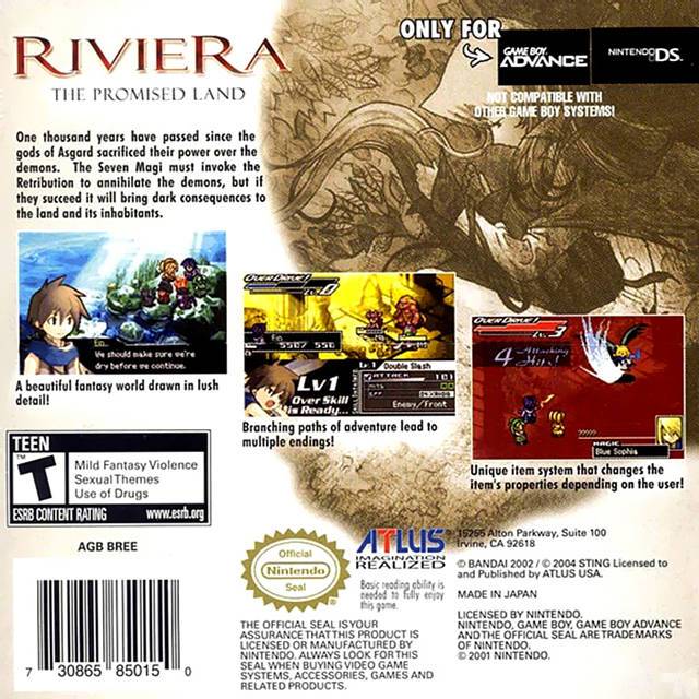 Riviera: The Promised Land - (GBA) Game Boy Advance [Pre-Owned] Video Games Atlus   