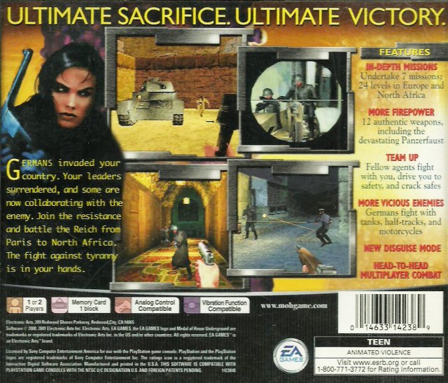 Medal of Honor Underground (Greatest Hits) - (PS1) PlayStation 1 [Pre-Owned] Video Games Electronic Arts   