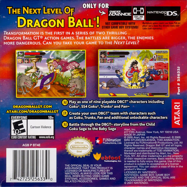 Dragon Ball GT: Transformation - (GBA) Game Boy Advance Video Games Atari SA   