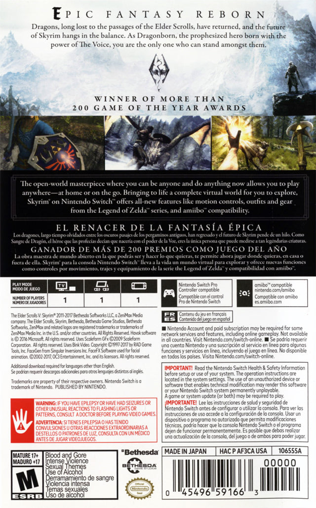 The Elder Scrolls V: Skyrim - (NSW) Nintendo Switch Video Games Bethesda Softworks   