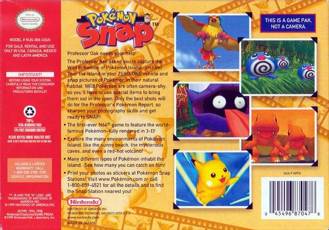 Pokemon Snap - (N64) Nintendo 64 [Pre-Owned] Video Games Nintendo   