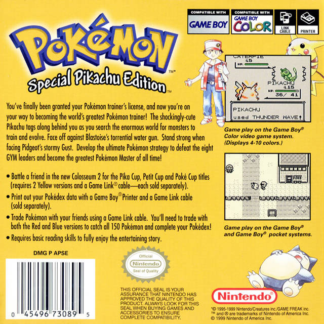 Pokemon Yellow Version: Special Pikachu Edition (Player's Choice) - (GB) Game Boy [Pre-Owned] Video Games Nintendo   