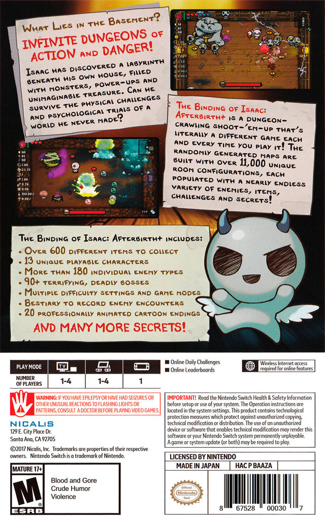 The Binding of Isaac: Afterbirth + - (NSW) Nintendo Switch Video Games Nicalis   