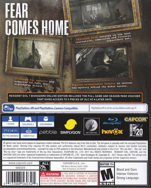 Resident Evil VII Biohazard (Deluxe Edition) - (PS4) PlayStation 4 [Pre-Owned] Video Games Capcom   