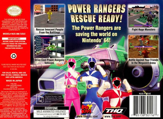 Saban's Power Rangers: Lightspeed Rescue - (N64) Nintendo 64 [Pre-Owne ...