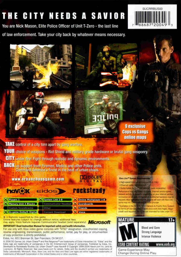 Urban Chaos: Riot Response - Xbox Video Games Eidos Interactive   