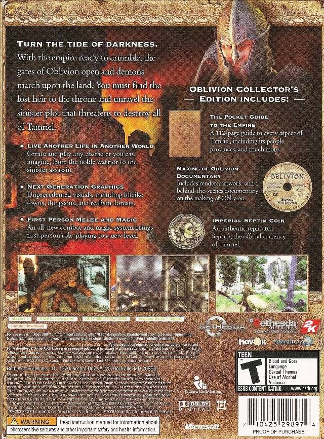 The Elder Scrolls IV: Oblivion (Collector's Edition) - Xbox 360 [Pre-Owned] Video Games 2K Games   