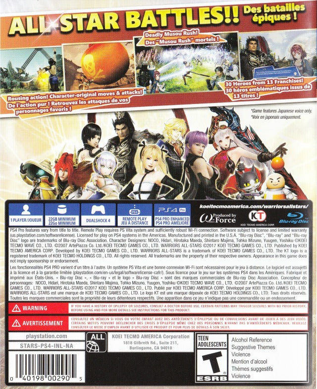Warriors All-Stars - (PS4) PlayStation 4 Video Games Koei Tecmo Games