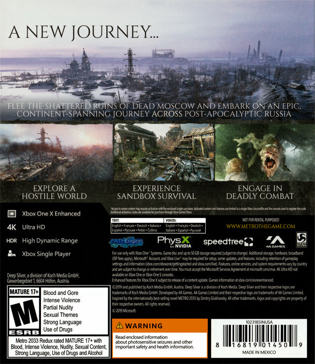 Metro Exodus - (XB1) Xbox One [Pre-Owned] (European Import) Video Games Deep Silver