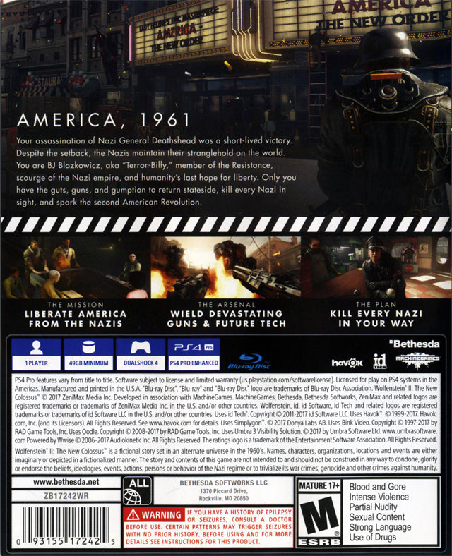 Wolfenstein II: The New Colossus - (PS4) PlayStation 4 [Pre-Owned] Video Games Bethesda
