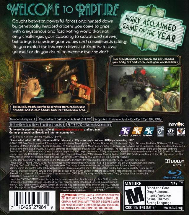 BioShock - (PS3) PlayStation 3 [Pre-Owned] Video Games 2K Games   