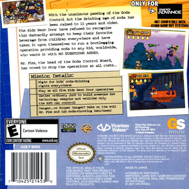 Codename: Kids Next Door: Operation S.O.D.A. - (GBA) Game Boy Advance [Pre-Owned] Video Games Global Star Software   