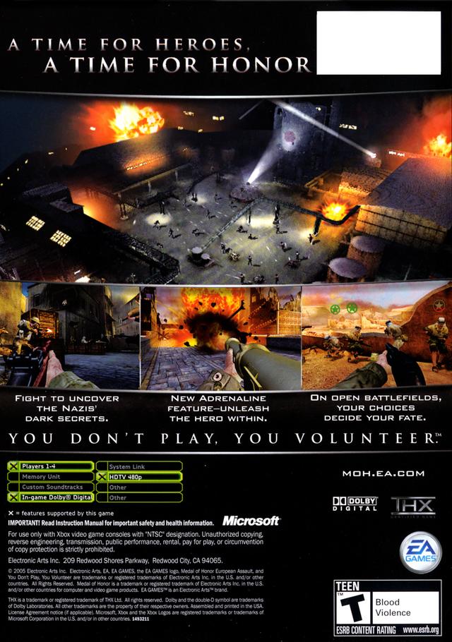 Medal of Honor: European Assault - (XB) Xbox [Pre-Owned] Video Games Electronic Arts   