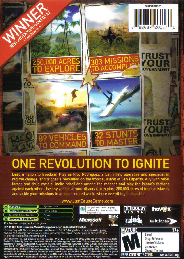 Just Cause - Xbox Video Games Eidos Interactive   