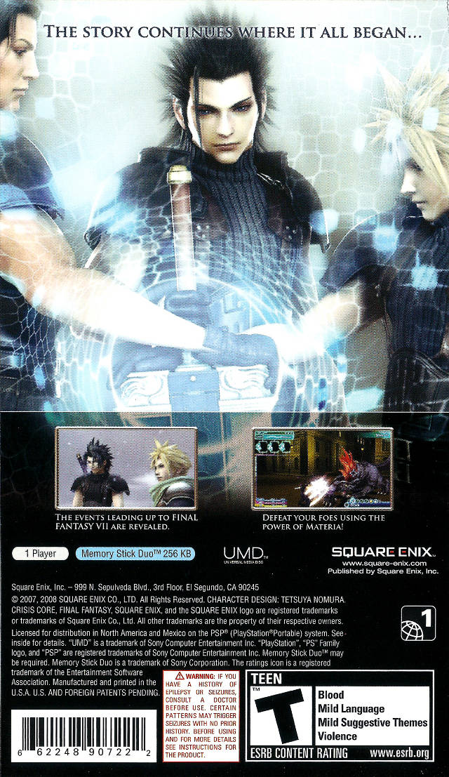 Crisis Core: Final Fantasy VII - (PSP) Playstation Portable [Pre-Owned] Video Games Square Enix   