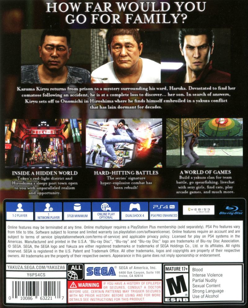 Yakuza 6: The Song of Life - (PS4) PlayStation 4 [Pre-Owned] Video Games SEGA   